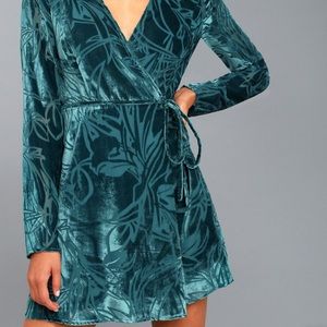 Velvet wrap style dress